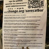 CatBar’s future is in jeopardy, sign the petition. at Cat Bar in Barcelona