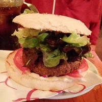 Black cat burger made with black olives at Cat Bar in Barcelona