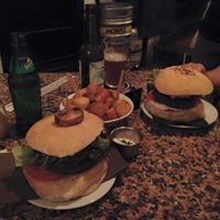 A Black Cat and Champion burger. at Cat Bar in Barcelona