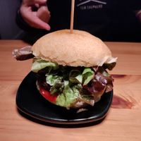 Beans burger with eggplant, mayo and more at Cat Bar in Barcelona