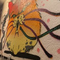 Amazing wall art  at Cat Bar in Barcelona