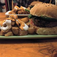 Súper burger at Cat Bar in Barcelona