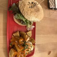 Red burger  at Cat Bar in Barcelona