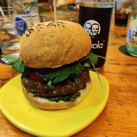 Pesto burger at Cat Bar in Barcelona