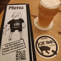 Menu, coaster and IPA at Cat Bar in Barcelona