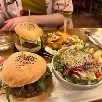 burgers and sides at Cat Bar in Barcelona