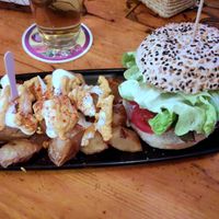 Black cat burger at Cat Bar in Barcelona