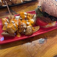 Red cat burger  at Cat Bar in Barcelona