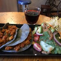 Tacos and salad  at Cat Bar in Barcelona