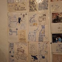 Brilliant cat inspired drawings everywhere 😻 at Cat Bar in Barcelona