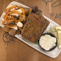 Tof-ish Plate with Patatas Bravas   at Cat Bar in Barcelona