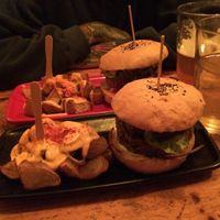 Vegans Burgers with wedges!  at Cat Bar in Barcelona