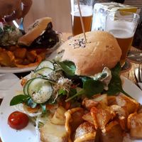 Green burger at Cat Bar in Barcelona