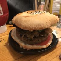 Black burger  at Cat Bar in Barcelona