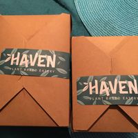 Nice boxes at Haven Plant Based Eatery in Toronto