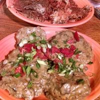 Biscuits n gravy n hash brownsss  at Hard Times Cafe in Minneapolis