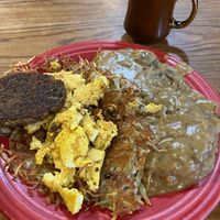 Vegan Biscuit Breakfast (add gravy). The biscuits & gravy are the best in the Twin Cities. at Hard Times Cafe in Minneapolis