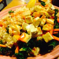 steamed vegetables & rice with tofu  at Hard Times Cafe in Minneapolis