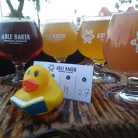 Beer flight with free duck at Able Baker Brewing in Las Vegas