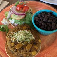 Veggie burger with everything  at Lotus Cafe in Panama City Beach
