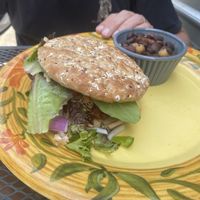 The burger with the works  at Lotus Cafe in Panama City Beach