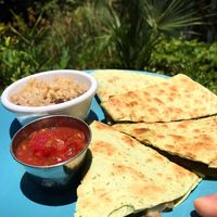 Vegan quesadilla with rice and beans at Lotus Cafe in Panama City Beach