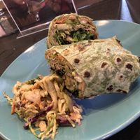 Big portion food! Veggie wrap with tempeh. Perfect for vegans  at Lotus Cafe in Panama City Beach