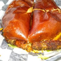 Brisket tempeh sandwich at Nom Burgers in Austin