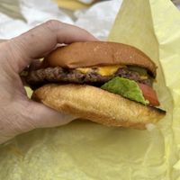 Classic vegan “cheeseburger"  at Nom Burgers in Austin