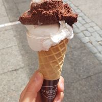 Dark chocolate and banana, recommend it! at Gelato e Caffe in Ingolstadt