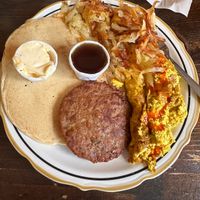 Grand slam with fluffy pancake   at Seward Cafe in Minneapolis