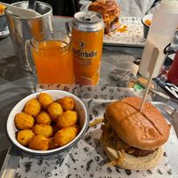 FIVE LIES BURGER WITH TATER TOTS  at Fat Hippo - Jesmond in Newcastle Upon Tyne