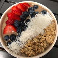 Cacao bell açaí bowl with added protein powder at OrganicAF in High Point