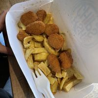 Chickenless nuggets and chips  at Siaway Fish & Chips in Isle Of Skye