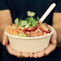 Asian style tempeh Bowl at Roll or Bowl in Sint-oedenrode