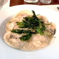 Pumpkin ravioli with cannellini beans and sage at Amico Bio in London