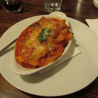 Vegetarian pasta with tomato and cheese at Amico Bio in London