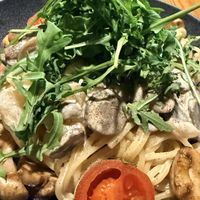 Spaghetti with creamy mushroom sauce  at S'Wirtshaus in Saalbach