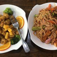 Orange Chicken and Pad Thai Noodles  at Veggie House  in Chicago