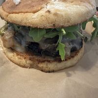 Portobello Birger with Vegan Bun, Cheese  & Vegan Mayo    at Haywood Common in Asheville