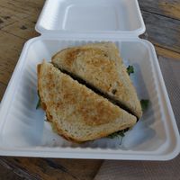 Portobello mushroom sandwich, with toasted sourdough bread. at Haywood Common in Asheville