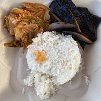 Portobello rice bowl with kimchi  at Haywood Common in Asheville