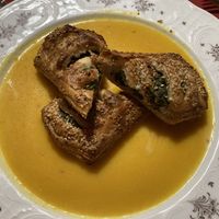 Spinach strudel with a chickpeas sauce   at Upländer Hof in Willingen Upland