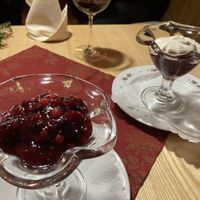 Red fruit for desert, instead of whipped cream extra fruit for me  at Upländer Hof in Willingen Upland