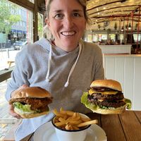 Buttermilk “chicken” with garlic mayo and the Three Brothers mega burger 🍔 with fries 🍟   at Three Brothers Burgers in Bristol
