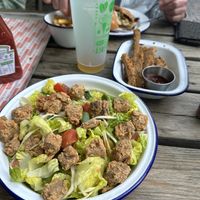 Vegan salad and seitan tenders  at Three Brothers Burgers in Bristol