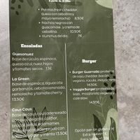 Menu  at Fresh Green in San Sebastian
