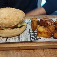 "Chicken" burger at Fresh Green in San Sebastian