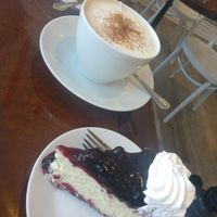 To die for blueberry cheesecake and chai latte at Vegan Danish Bakery in Thornhill
