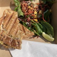 Jerk toastie and salad  at Cosy Jazz Cafe in Blackpool